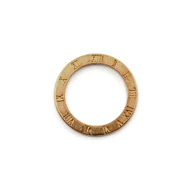 Enlace anillo de enlace de latón, plano y redondo con números romanos, estilo tibetano