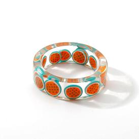 Простые кольца из смолы, кольца из полимерной глины с кусочками фруктов внутри для женщин и девочек