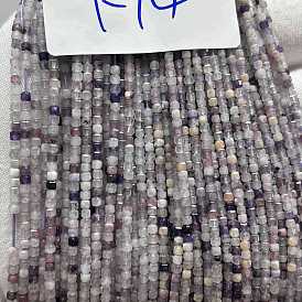 Нити бусин из натурального камня лепидолит, кубические