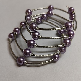 Glass Pearl & Brass Tube Beaded Multi-Layer Wrap Bangle for Women