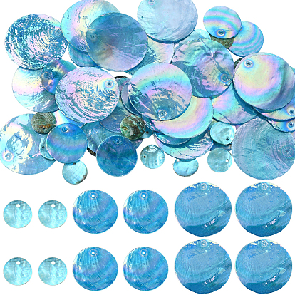 60 шт 3 стили подвески из ракушек capiz, окрашенные, плоско-круглые