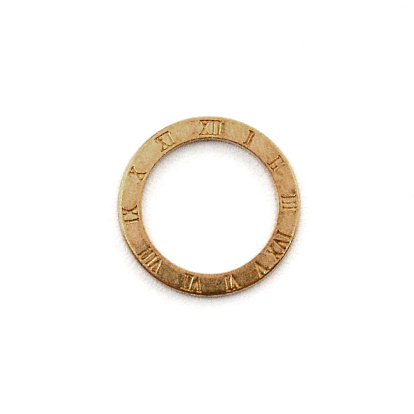 Enlace anillo de enlace de latón, plano y redondo con números romanos, estilo tibetano