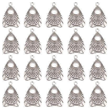 Tibetan Style Alloy Pendants, Cadmium Free & Nickel Free & Lead Free, Talking Board Planchette Charm with All Seeing Eye