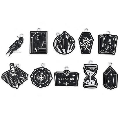 Подвески из сплава , с черной эмалью, платина