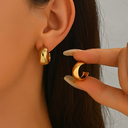 Простые серьги-гвоздики из нержавеющей стали в форме буквы С