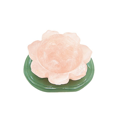 Natural Rose Quartz Lotus Display Decorations, Figurine Home Decoration, Reiki Energy Stone for Healing