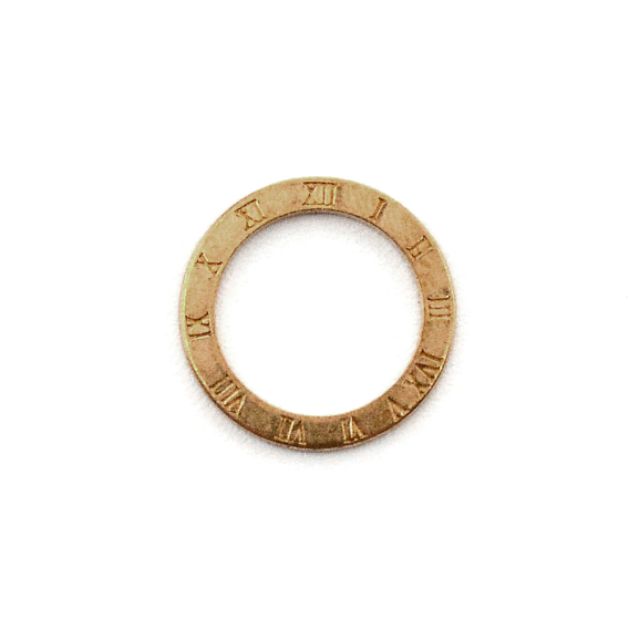 Enlace anillo de enlace de latón, plano y redondo con números romanos, estilo tibetano