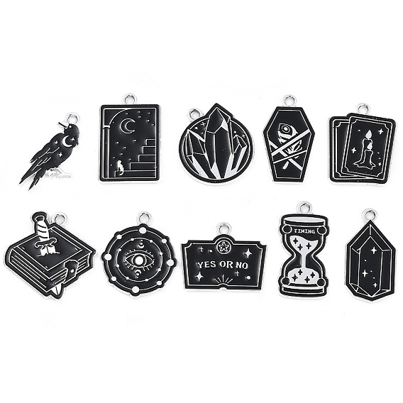 Подвески из сплава , с черной эмалью, платина