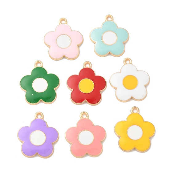 Подвески из эмали и сплава, цветок, золотые