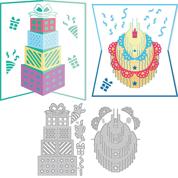 2шт 2 стили день рождения углеродистая сталь вырубные штампы трафареты, для diy scrapbooking, Фотоальбом, декоративная бумага для тиснения