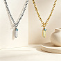 304 Stainless Steel Micro Pave Clear Cubic Zirconia Hexagon Blue Rhombus Pendant Necklaces with OT Clasps for Women
