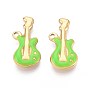 304 подвески из нержавеющей стали, с эмалью, гитарный шарм, реальный 18 k позолоченный, ионное покрытие (ip)