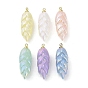 Opaque Acrylic Pendants, with Alloy Finding, Leaf