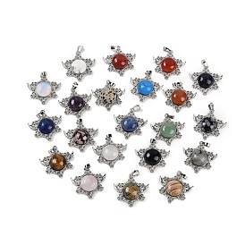 Gemstone Pendants, with Rack Plating Brass Findings, Platinum, Cadmium Free & Lead Free, Star