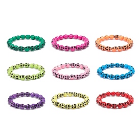 9шт 9 набор цветных пластиковых браслетов из бисера с черепом для женщин