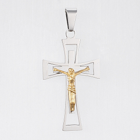 304 Stainless Steel Pendants, Large Hole Pendants, For Easter, Crucifix Cross