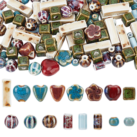 134шт 16 стили фарфоровые бусины ручной работы, яркие глазированный фарфор