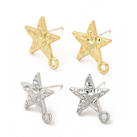 Alloy Star Stud Earring Findings, with Horizontal Loop and 304 Stainless Steel Pins, Cadmium Free & Lead Free