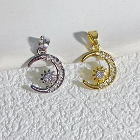Латунные микро проложить кубического циркония подвески, Звездно-лунные чары