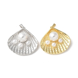 Латунные подвески, формы раковины, с абс пластмассовыми шариками, без свинца и без кадмия, долговечный