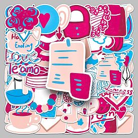 50Pcs Love Theme PVC Self-Adhesive Stickers, Waterproof Decals, for DIY Albums Diary, Laptop Decoration Cartoon Scrapbooking