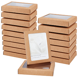 Складные коробки для конфет из крафт-бумаги с видимым окном, для упаковки подарочных открыток, прямоугольные