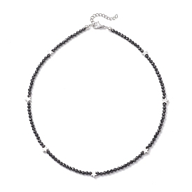 Женские ожерелья из латунных и граненых бусин из натуральной черной шпинели, платина