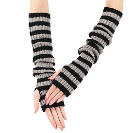 Acrylic Fibers Knitting Long Fingerless Gloves, Arm Warmer, Winter Warm Gloves with Thumb Hole