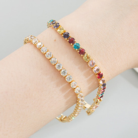 Fashionable Copper Plated Gold Colorful Zirconia Inlaid Luxury Bracelet