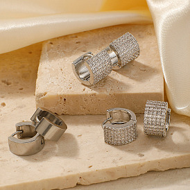 Латунные серьги-кольца в форме буквы С, со стразами