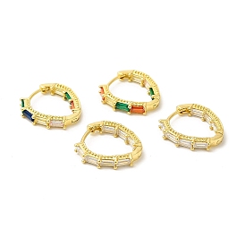 Arracadas rectangulares con circonitas cúbicas, joyas de latón chapado en oro real 18k para mujer, sin cadmio y níque y plomo