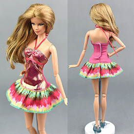 Короткое коктейльное платье из полиэстера с вырезом халтер, наряды для кукол, подходит для вечеринки с американскими куклами