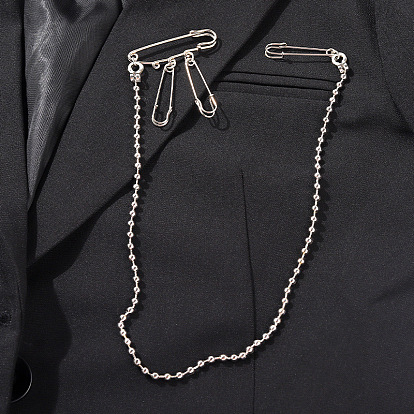 Stylish Long Chain Brooch Pin for Men and Women - Unique Design Hip Hop Fashion Accessory Badge