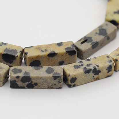 Natural Dalmatian Jasper Cuboid Beads Strands, 13x4x4mm, Hole: 1mm, about 31pcs/strand, 16.1 inch