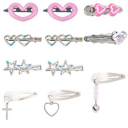 11шт железные заколки для волос, с пластиковыми и эмалированными аксессуарами для волос для девочек