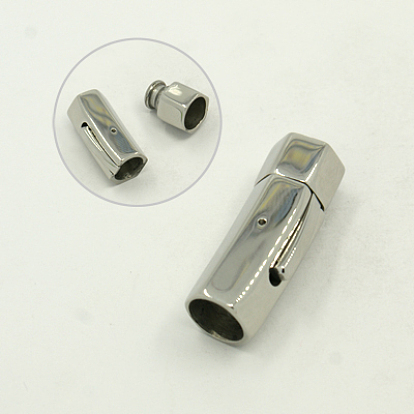 Smooth 304 Stainless Steel Magnetic Clasps, Bayonet Clasps, Column, 30x10mm, Inner Diameter: 8mm