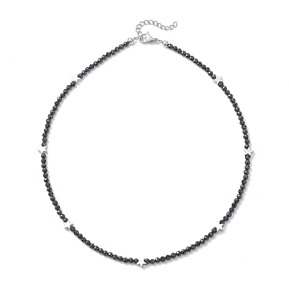 Женские ожерелья из латунных и граненых бусин из натуральной черной шпинели, платина