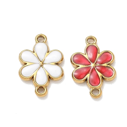304 Соединительные элементы в виде цветочных подвесок из нержавеющей стали с эмалированным покрытием, ионное покрытие (ip), реальный 18 k позолоченный