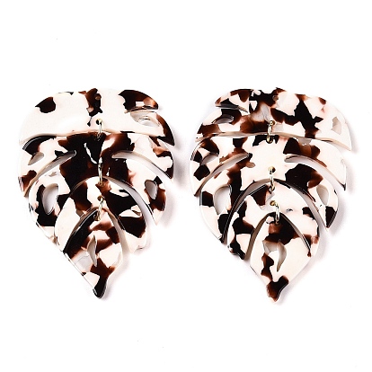 Ацетат целлюлозы (смола) большие подвески, с петлями из латуни, покрытой светлым золотом, лист