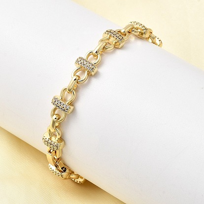 Браслеты-цепочки из латуни с микропаве, прозрачные звенья из кубического циркония, без кадмия и без свинца, стойки покрытие, долговечный