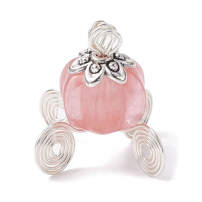 Подвески в форме тыквы из кварцевого стекла вишневого цвета, Подвески-кареты с колпачками из антикварного посеребренного сплава