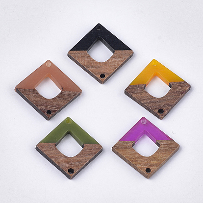 Resin & Walnut Wood Links/Connectors, Rhombus