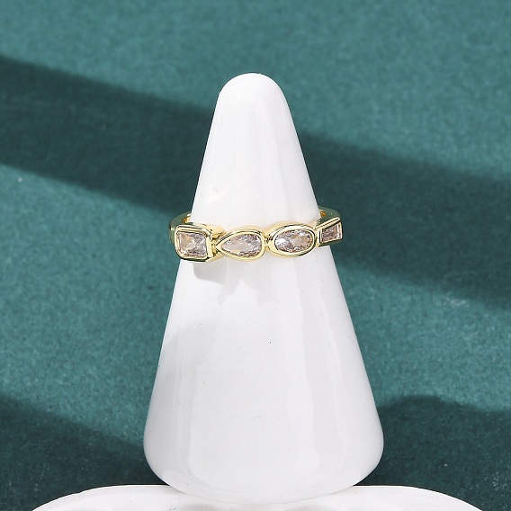 Регулируемые латунные кольца с микропаве из кубического циркония для женщин, стойки покрытие, долговечный, без свинца и без кадмия