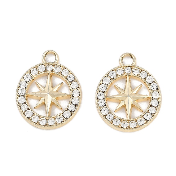 Подвески из сплава с ультрафиолетовым покрытием, со стразами, без свинца и без кадмия, плоская круглая звезда