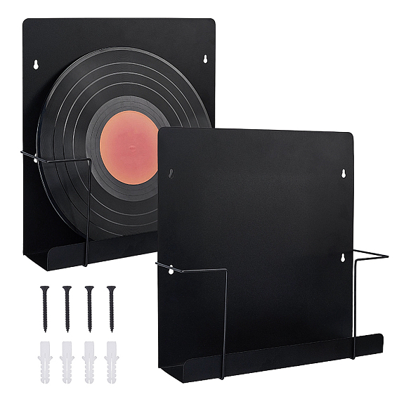 Carbon Iron Alloy Wall-Mounted Magazine Rack with Hooks, Square