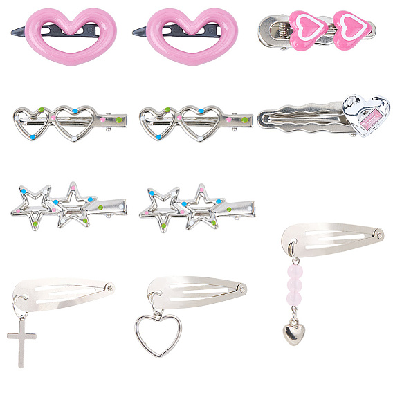 11шт железные заколки для волос, с пластиковыми и эмалированными аксессуарами для волос для девочек