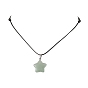 Естественный зеленый авантюрин кулон ожерелье, вощеной полиэфирным кордом, звезда