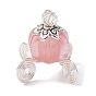 Cherry Quartz Glass Pumpkin Pendants, Carriage Charms with Antique Silver Plated Alloy Bead Caps