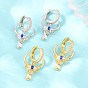 Серьги-кольца из латунного микро-паве с фианитами, крупный рогатый скот, с эмалью, без свинца и без кадмия, долговечный, стойки покрытие