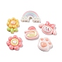 Opaque Resin Cabochons, Flower & Rainbow & Cake, Mixed Shapes